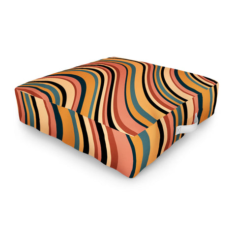 Colour Poems Wavy Retro Stripes I Outdoor Floor Cushion