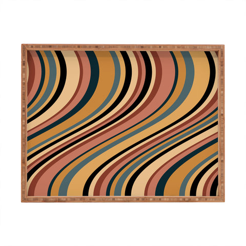 Colour Poems Wavy Retro Stripes I Rectangular Tray