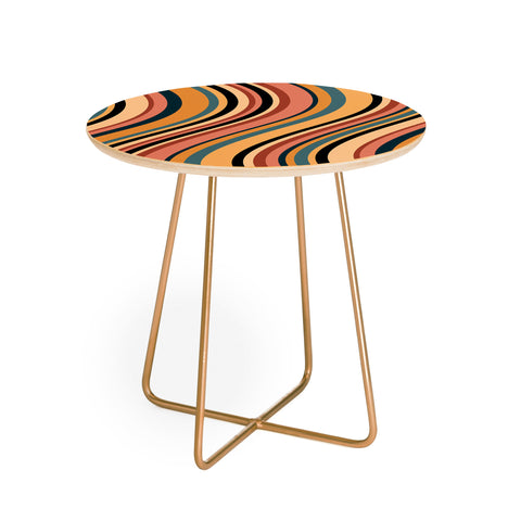 Colour Poems Wavy Retro Stripes I Round Side Table