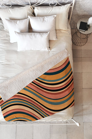 Colour Poems Wavy Retro Stripes I Fleece Throw Blanket