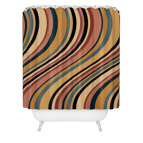 Colour Poems Wavy Retro Stripes I Shower Curtain