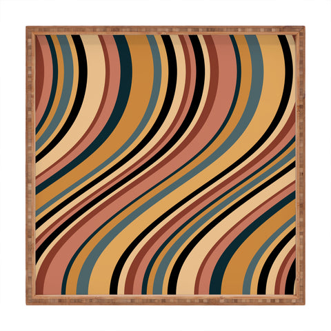 Colour Poems Wavy Retro Stripes I Square Tray