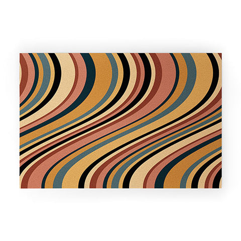 Colour Poems Wavy Retro Stripes I Welcome Mat