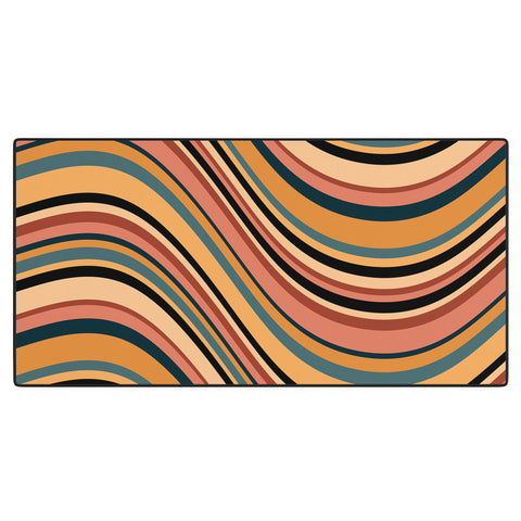 Colour Poems Wavy Retro Stripes I Desk Mat