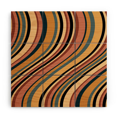 Colour Poems Wavy Retro Stripes I Wood Wall Mural