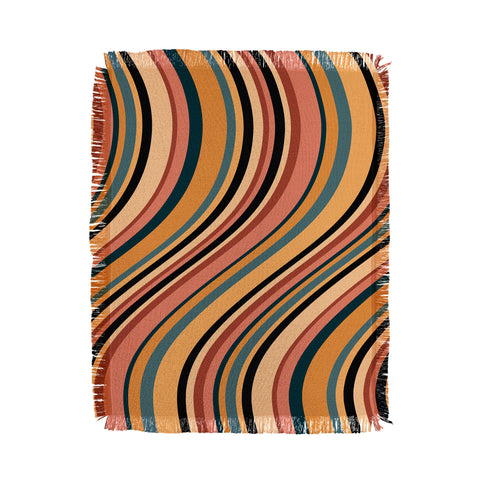 Colour Poems Wavy Retro Stripes I Throw Blanket