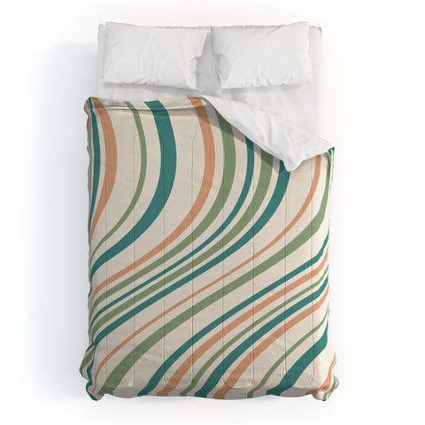 Colour Poems Wavy Retro Stripes II Comforter
