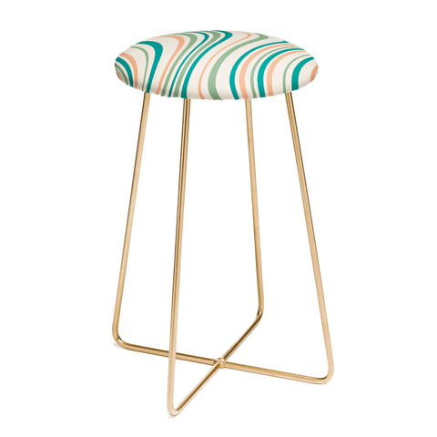 Colour Poems Wavy Retro Stripes II Counter Stool