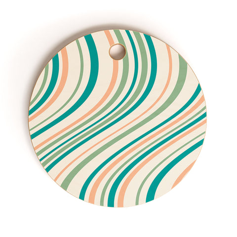 Colour Poems Wavy Retro Stripes II Cutting Board Round