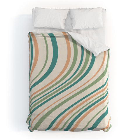 Colour Poems Wavy Retro Stripes II Duvet Cover