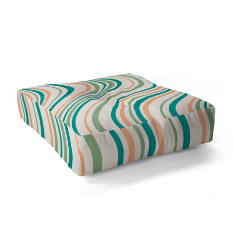 Colour Poems Wavy Retro Stripes II Floor Pillow Square