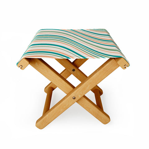 Colour Poems Wavy Retro Stripes II Folding Stool