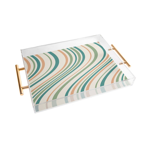 Colour Poems Wavy Retro Stripes II Acrylic Tray