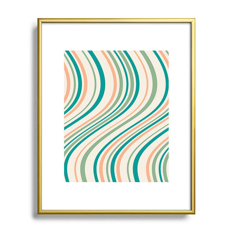 Colour Poems Wavy Retro Stripes II Metal Framed Art Print