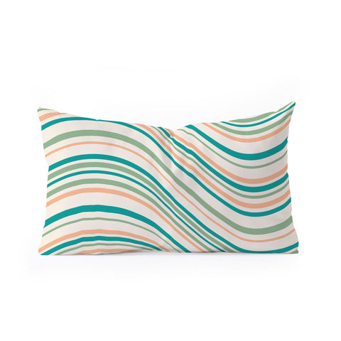 Colour Poems Wavy Retro Stripes II Oblong Throw Pillow