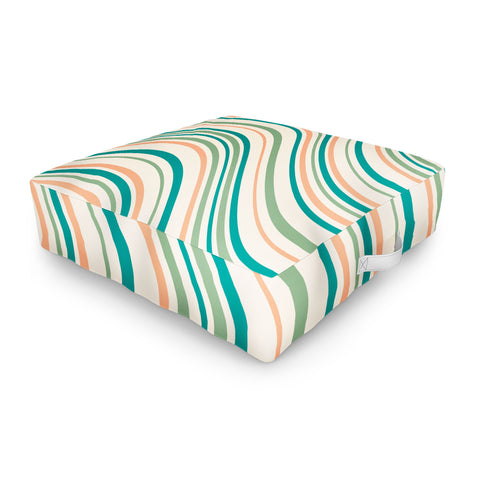 Colour Poems Wavy Retro Stripes II Outdoor Floor Cushion