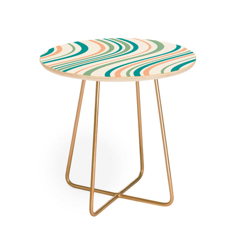 Colour Poems Wavy Retro Stripes II Round Side Table