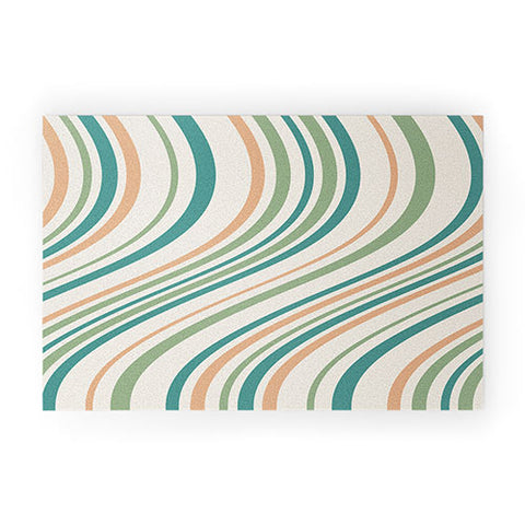 Colour Poems Wavy Retro Stripes II Welcome Mat