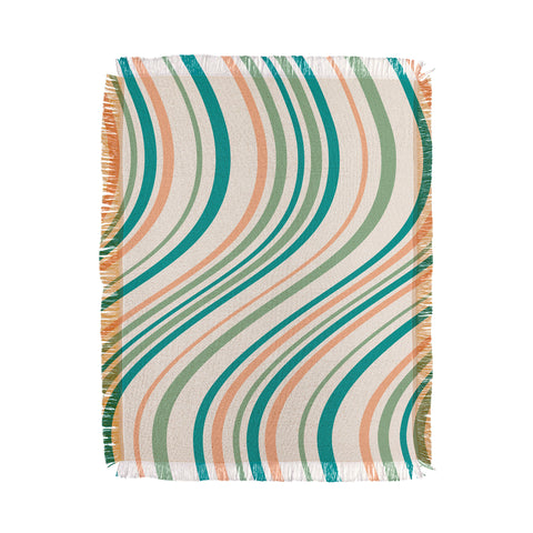 Colour Poems Wavy Retro Stripes II Throw Blanket