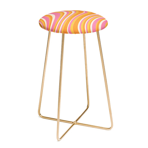 Colour Poems Wavy Retro Stripes III Counter Stool