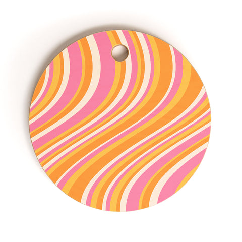 Colour Poems Wavy Retro Stripes III Cutting Board Round
