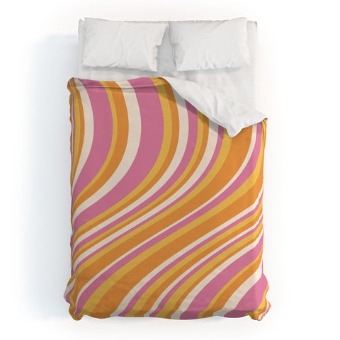 Colour Poems Wavy Retro Stripes III Duvet Cover