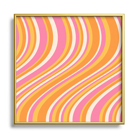 Colour Poems Wavy Retro Stripes III Square Metal Framed Art Print