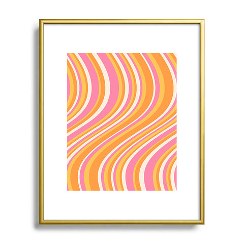 Colour Poems Wavy Retro Stripes III Metal Framed Art Print