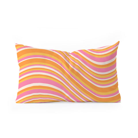 Colour Poems Wavy Retro Stripes III Oblong Throw Pillow