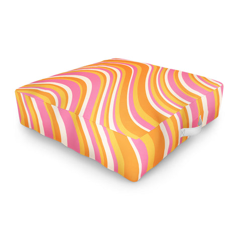 Colour Poems Wavy Retro Stripes III Outdoor Floor Cushion