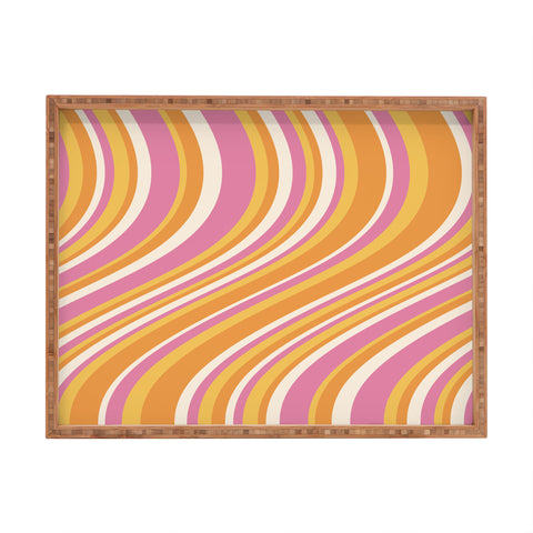 Colour Poems Wavy Retro Stripes III Rectangular Tray