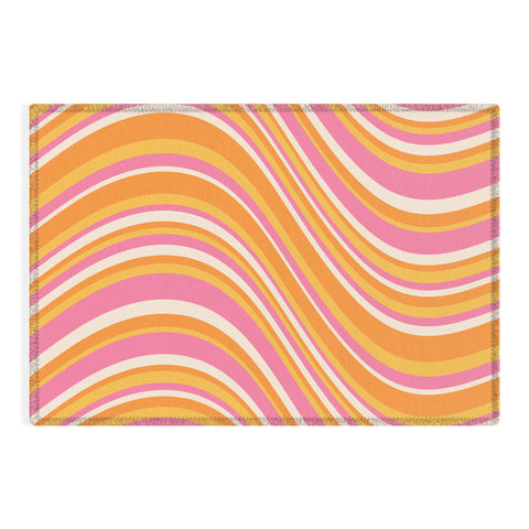 Colour Poems Wavy Retro Stripes III Outdoor Rug