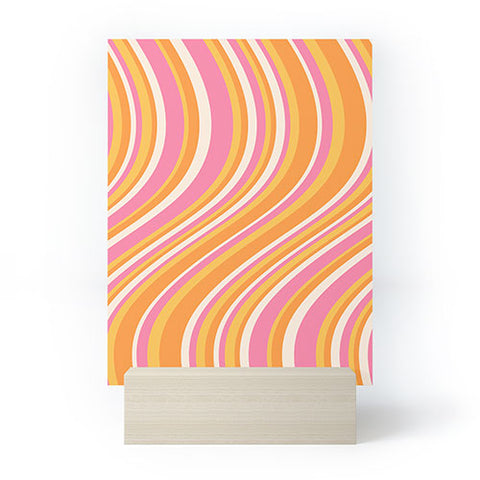 Colour Poems Wavy Retro Stripes III Mini Art Print