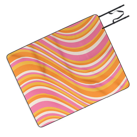 Colour Poems Wavy Retro Stripes III Picnic Blanket