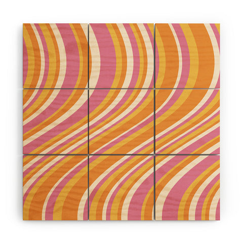 Colour Poems Wavy Retro Stripes III Wood Wall Mural