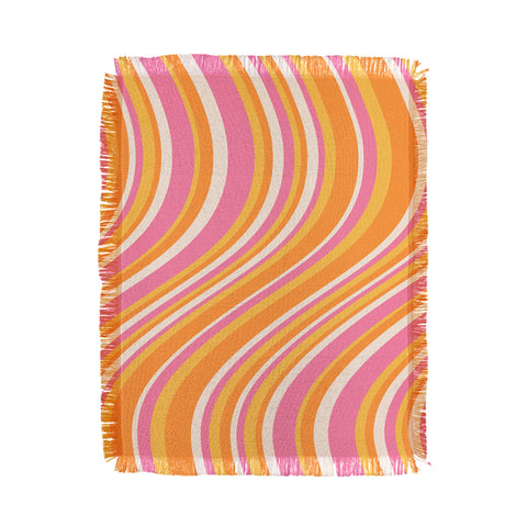 Colour Poems Wavy Retro Stripes III Throw Blanket