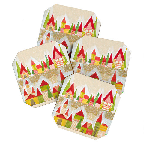 Cori Dantini Christmas Village Coaster Set