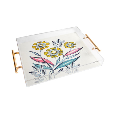 Cori Dantini modern corn flowers Acrylic Tray