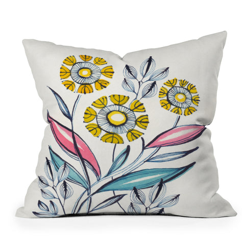 Cori Dantini modern corn flowers Outdoor Throw Pillow