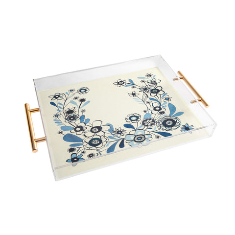 Cori Dantini modern delft floral Acrylic Tray