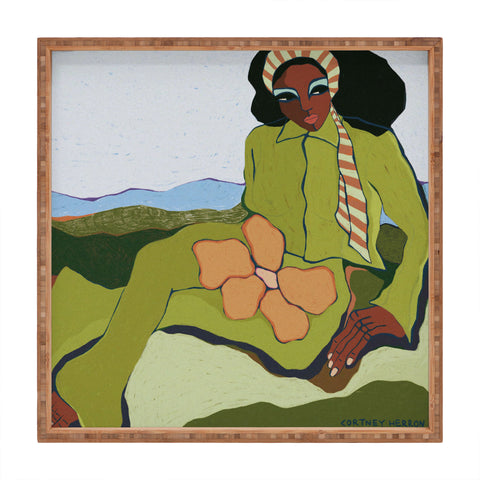cortneyherron Bloom Green Square Tray