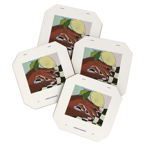 cortneyherron Lemon Squeeze Poster Coaster Set