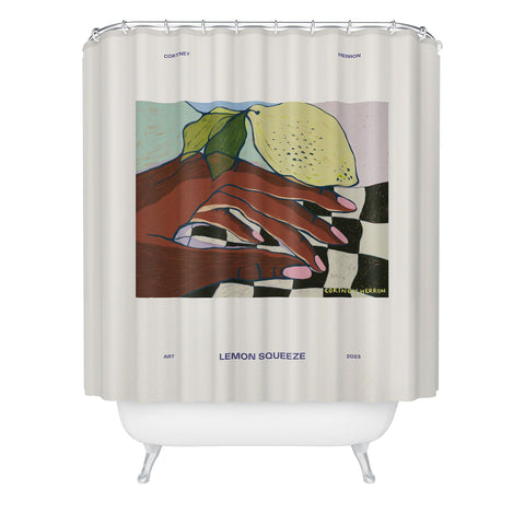 cortneyherron Lemon Squeeze Poster Shower Curtain