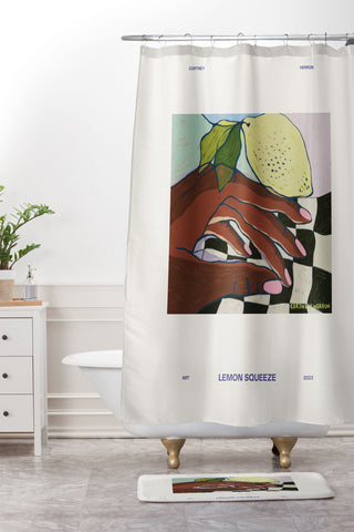 cortneyherron Lemon Squeeze Poster Shower Curtain And Mat