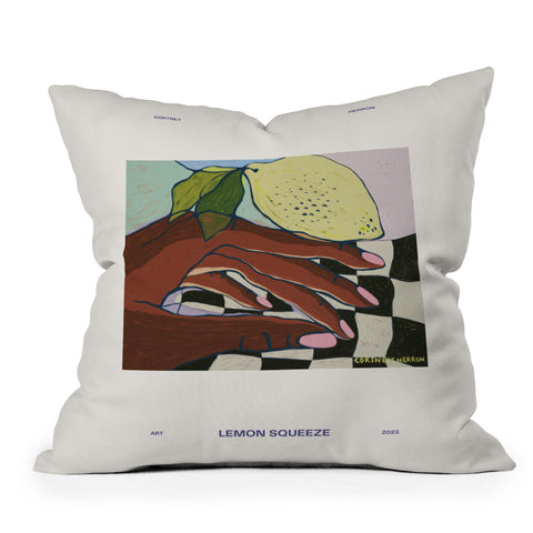 cortneyherron Lemon Squeeze Poster Outdoor Throw Pillow