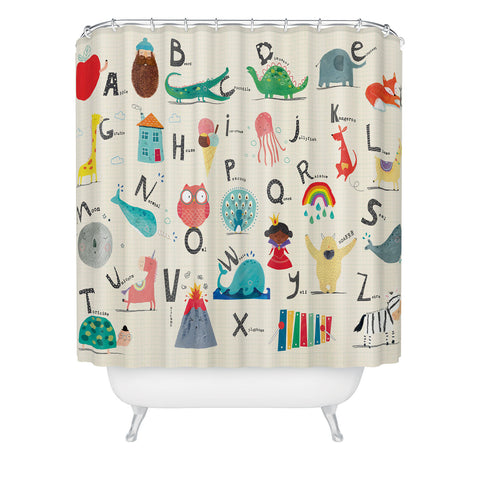 cory reid Animal Alphabet Landscape Shower Curtain