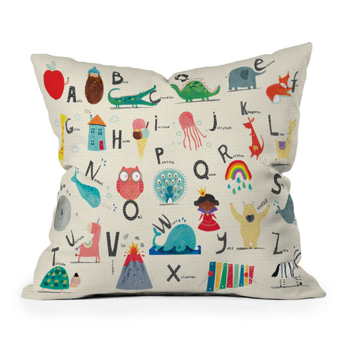 cory reid Animal Alphabet Landscape Throw Pillow