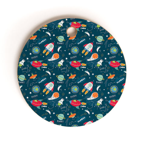 cory reid Blast Off Cutting Board Round