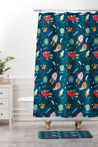 cory reid Blast Off Shower Curtain And Mat
