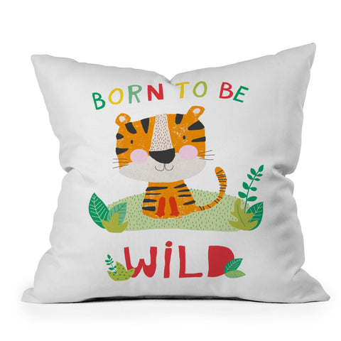 cory reid Born to Be Wild Tiger Outdoor Throw Pillow